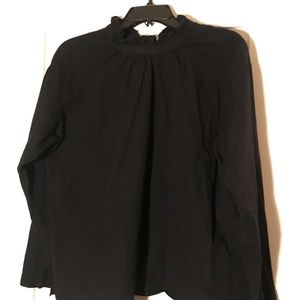 UNIQLO black long sleeve ruffled neck